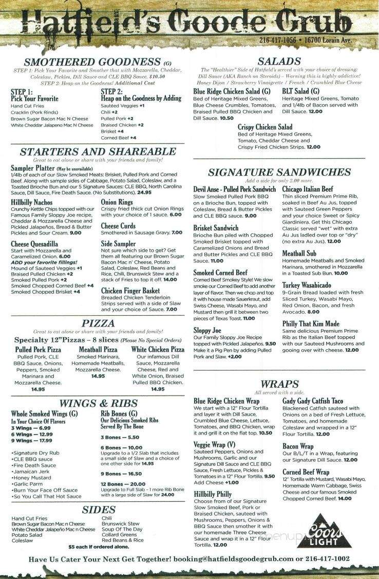 Hatfield's Goode Grub - Cleveland, OH menu_pic