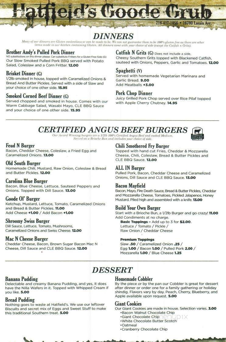 Hatfield's Goode Grub - Cleveland, OH menu_pic