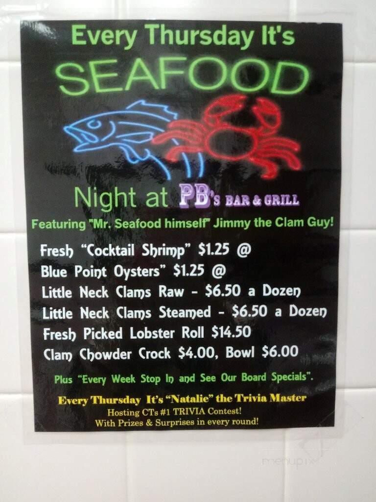 PB's Bar & Grill - Thomaston, CT menu_pic