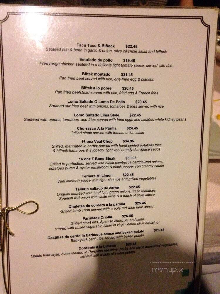 Paracas Peruvian - Toronto, ON menu_pic