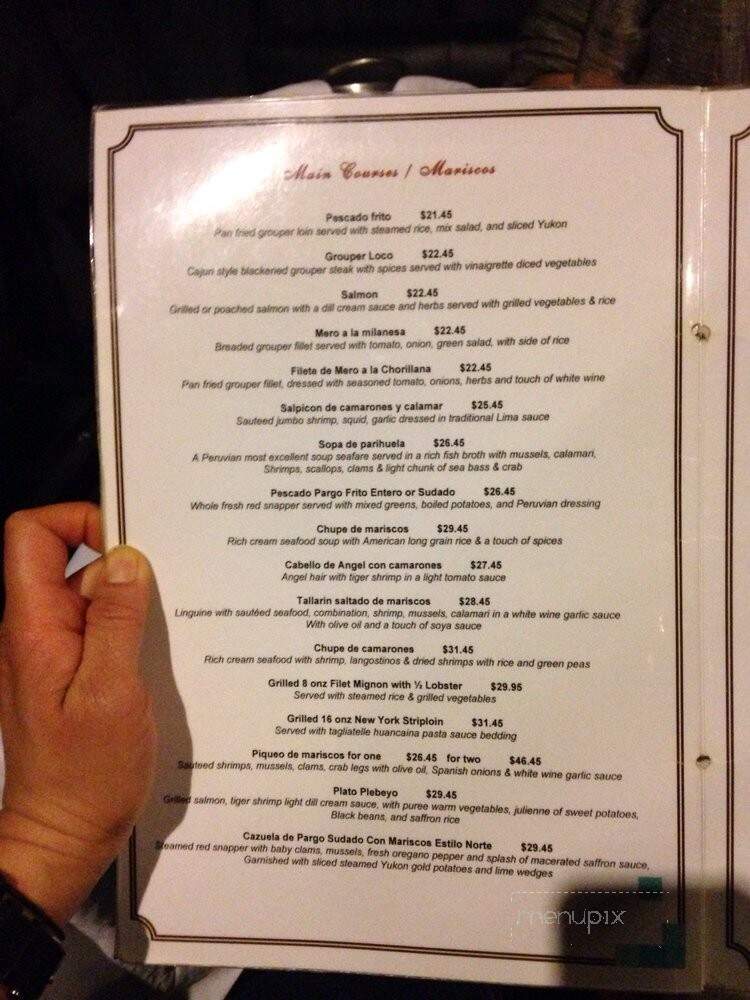 Paracas Peruvian - Toronto, ON menu_pic