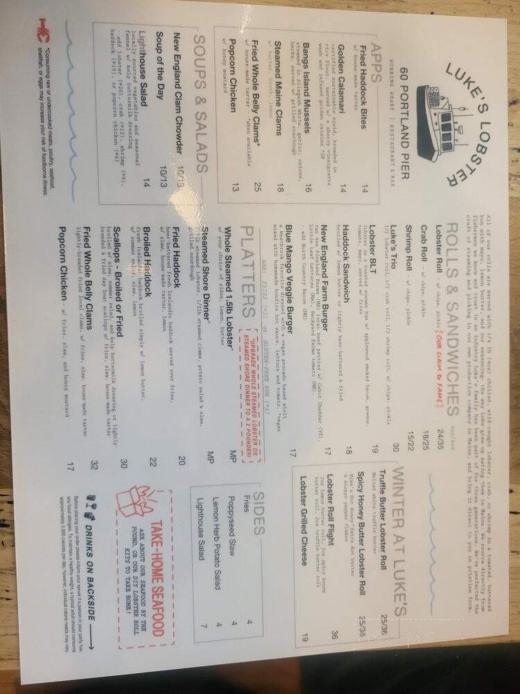 Luke's Lobster Portland Pier - Portland, ME menu_pic