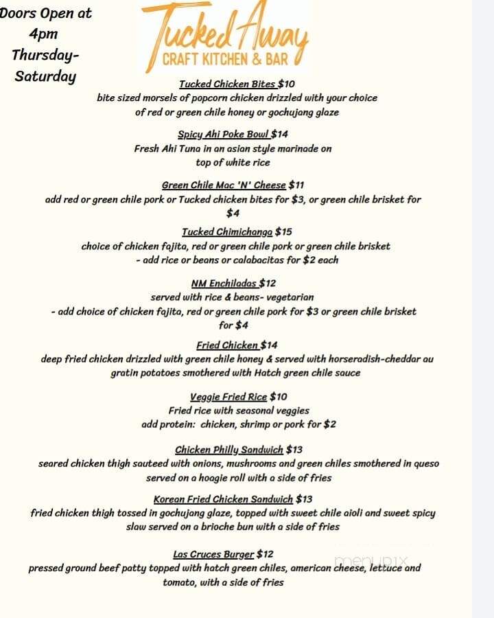Tucked Away Craft Kitchen & Bar - Mesa, AZ menu_pic