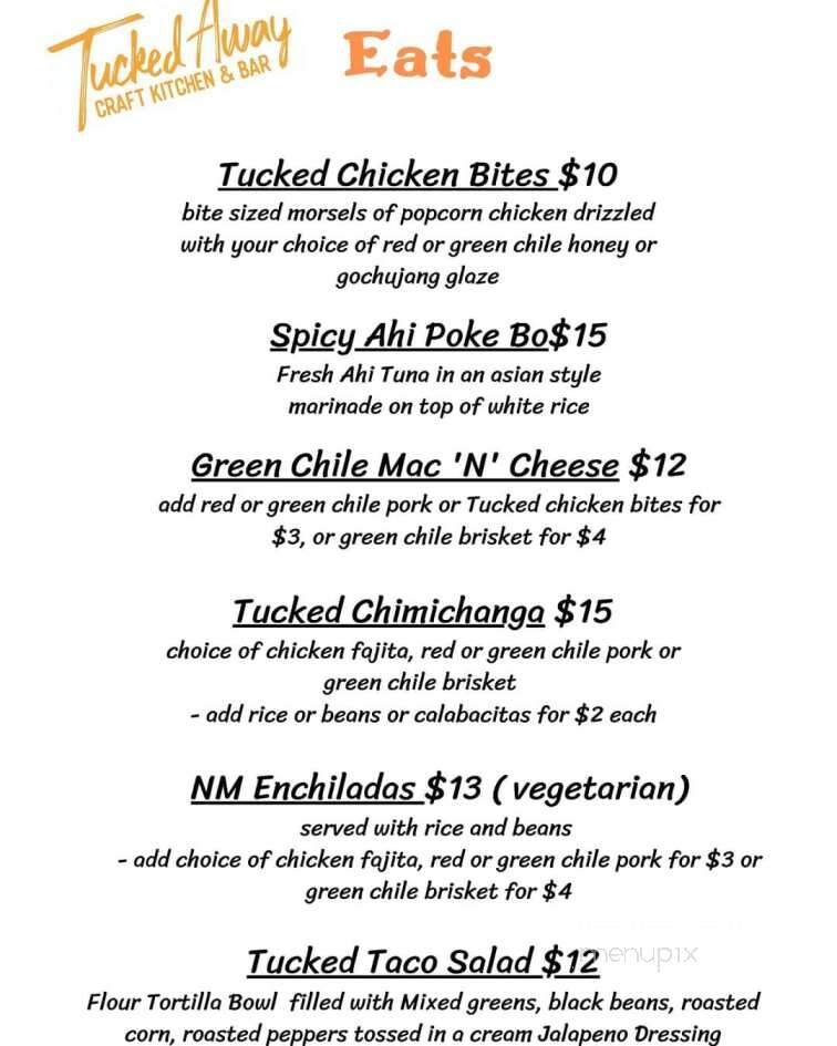 Tucked Away Craft Kitchen & Bar - Mesa, AZ menu_pic