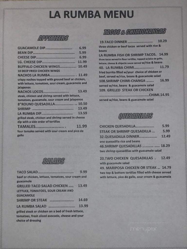 La Rumba - DeQuincy, LA menu_pic