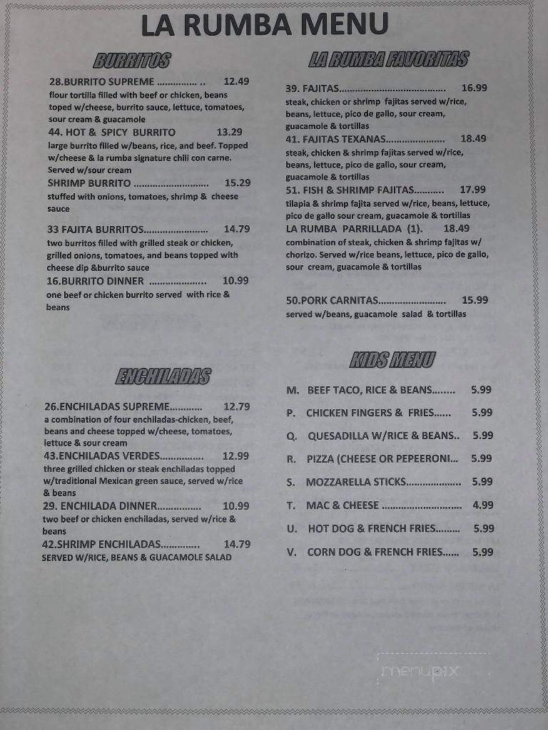 La Rumba - DeQuincy, LA menu_pic