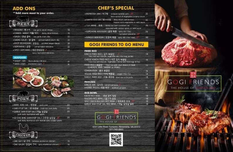 Gogi Friends - Alexandria, VA menu_pic