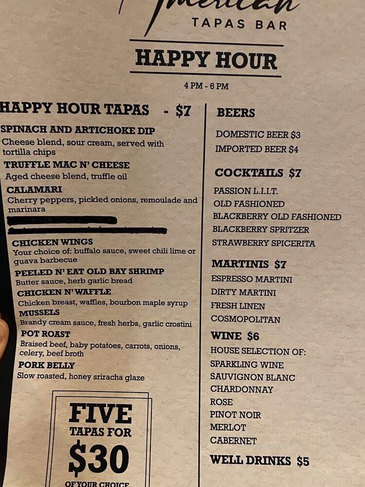 American Tapas Bar - Fort Lauderdale, FL menu_pic