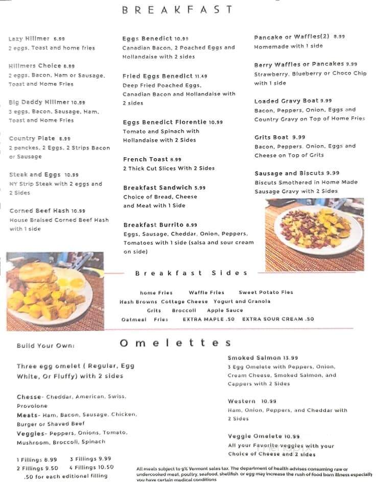 Hillmers on Main - Newport, VT menu_pic