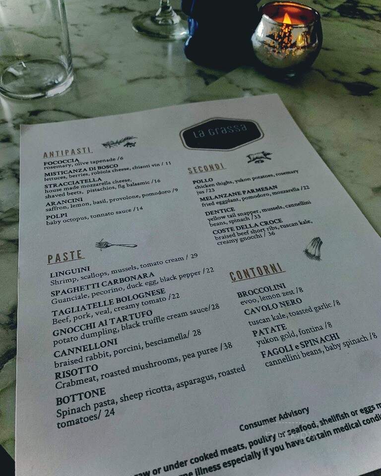La Grassa Pastificio - Cary, NC menu_pic