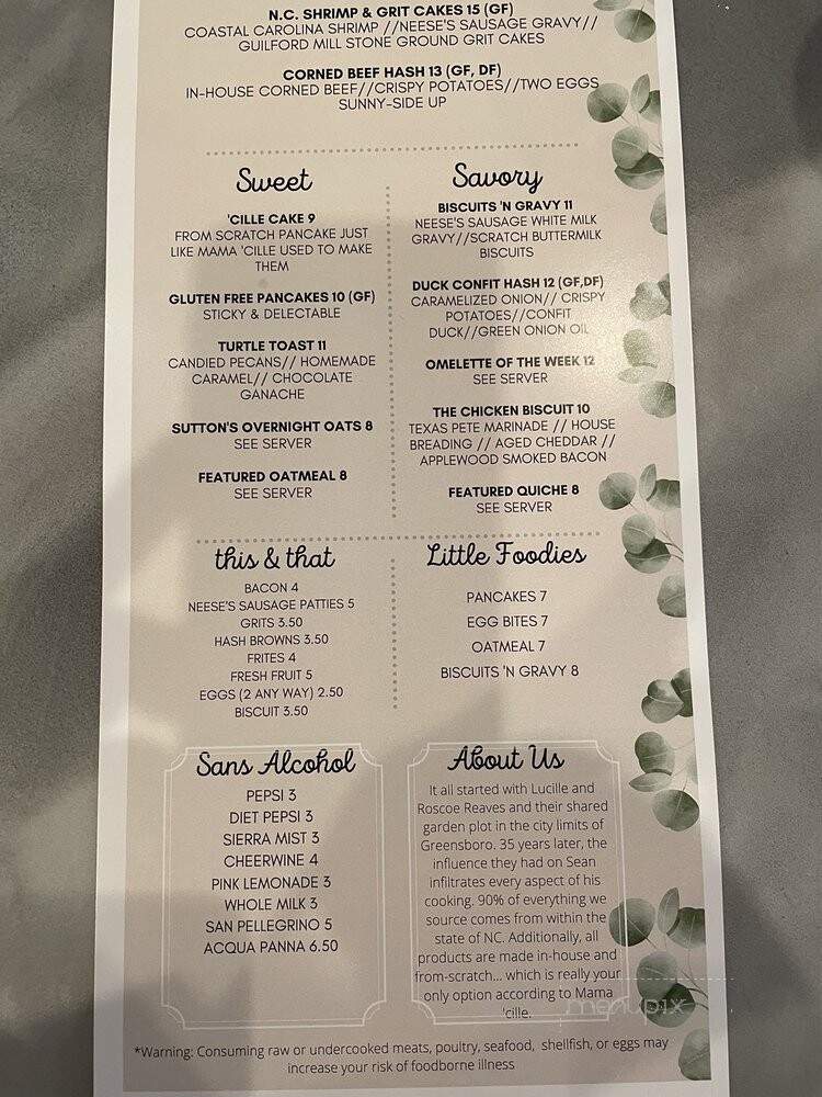 Cille & Scoe - Greensboro, NC menu_pic