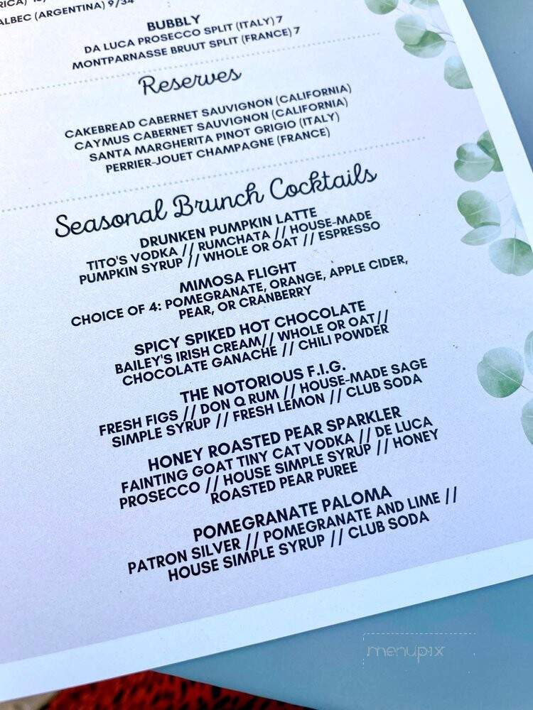 Cille & Scoe - Greensboro, NC menu_pic