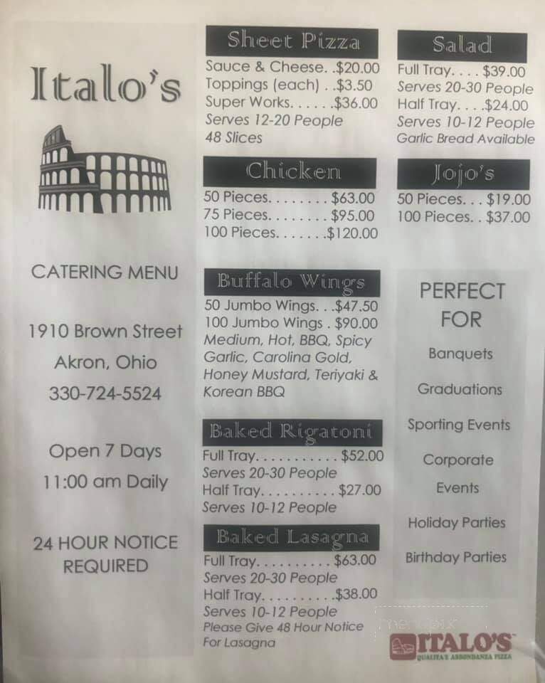 Italo's Pizza - Akron, OH menu_pic