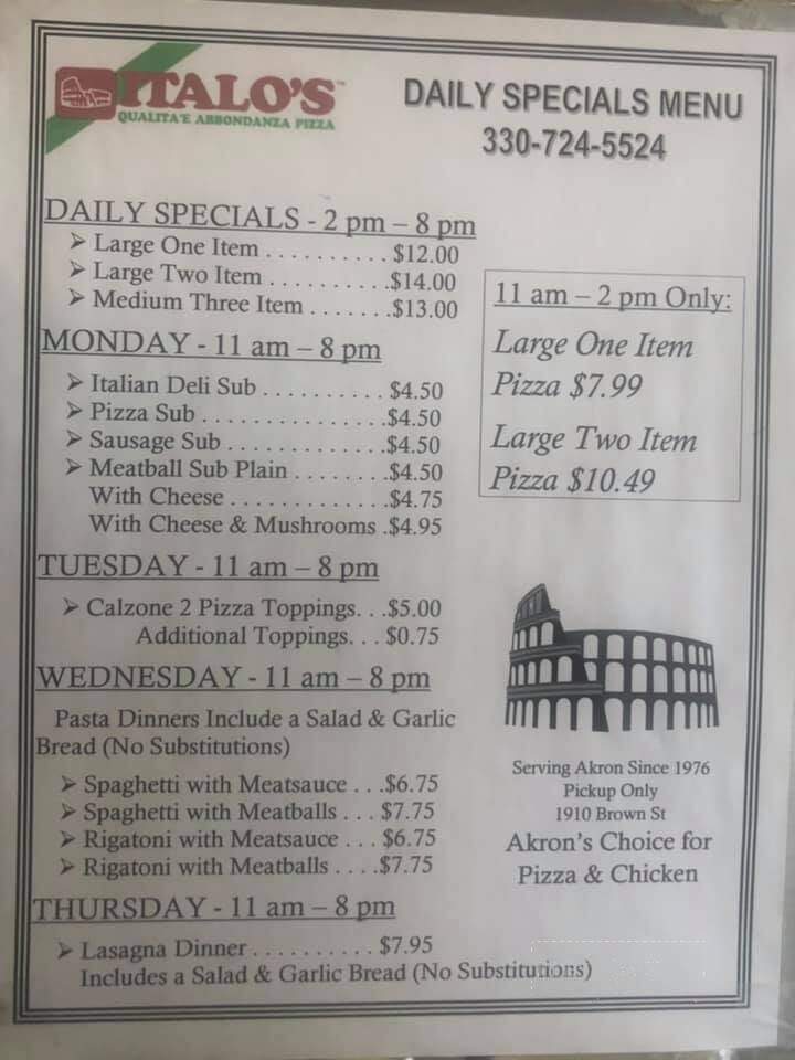 Italo's Pizza - Akron, OH menu_pic
