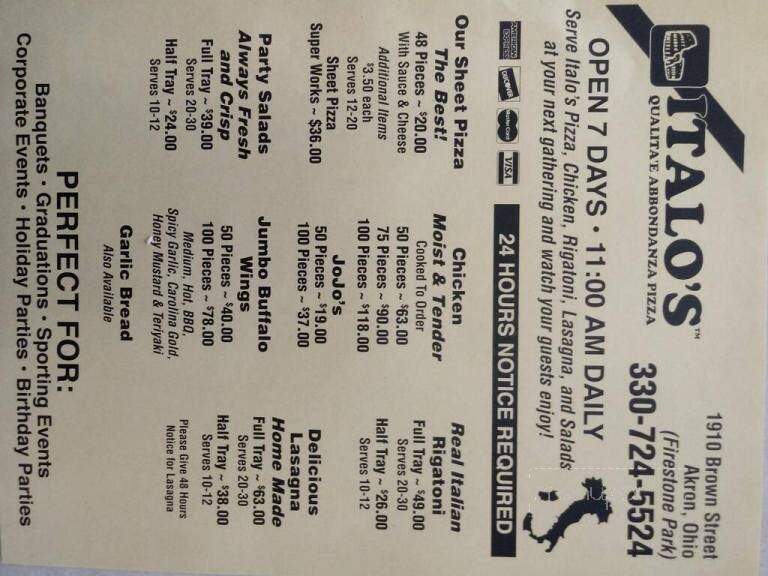 Italo's Pizza - Akron, OH menu_pic