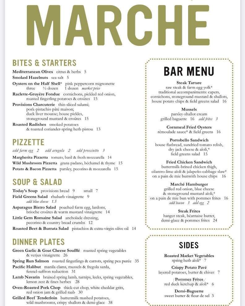 Marche Restaurant - Eugene, OR menu_pic
