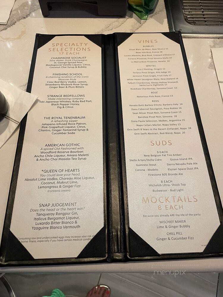 The Chandelier - Las Vegas, NV menu_pic