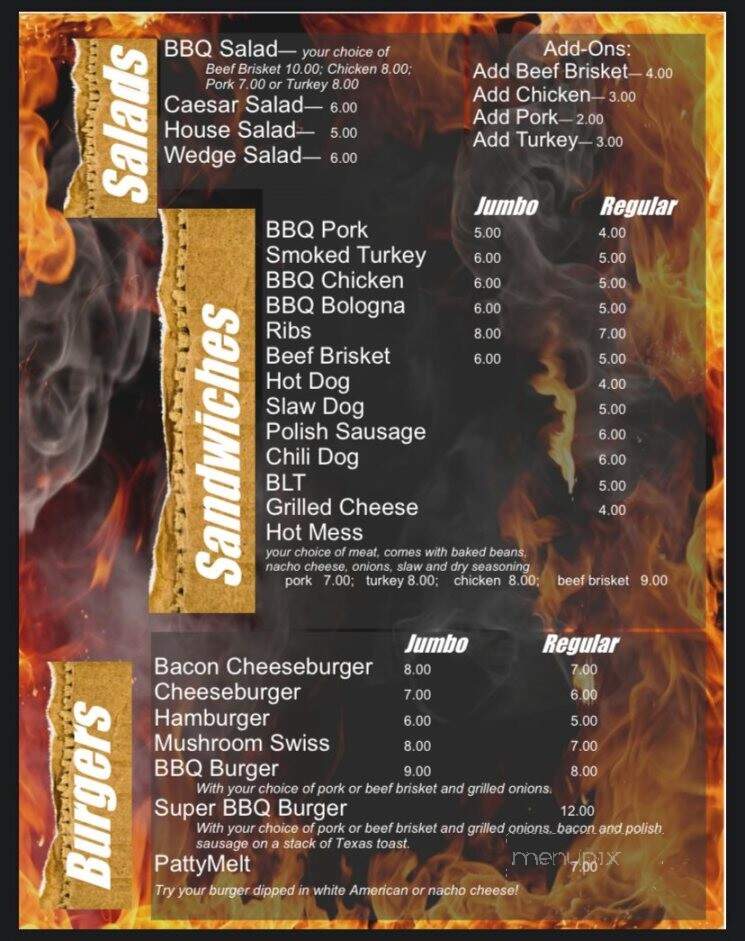 Smokin Hot BBQ Drive In - Milan, TN menu_pic