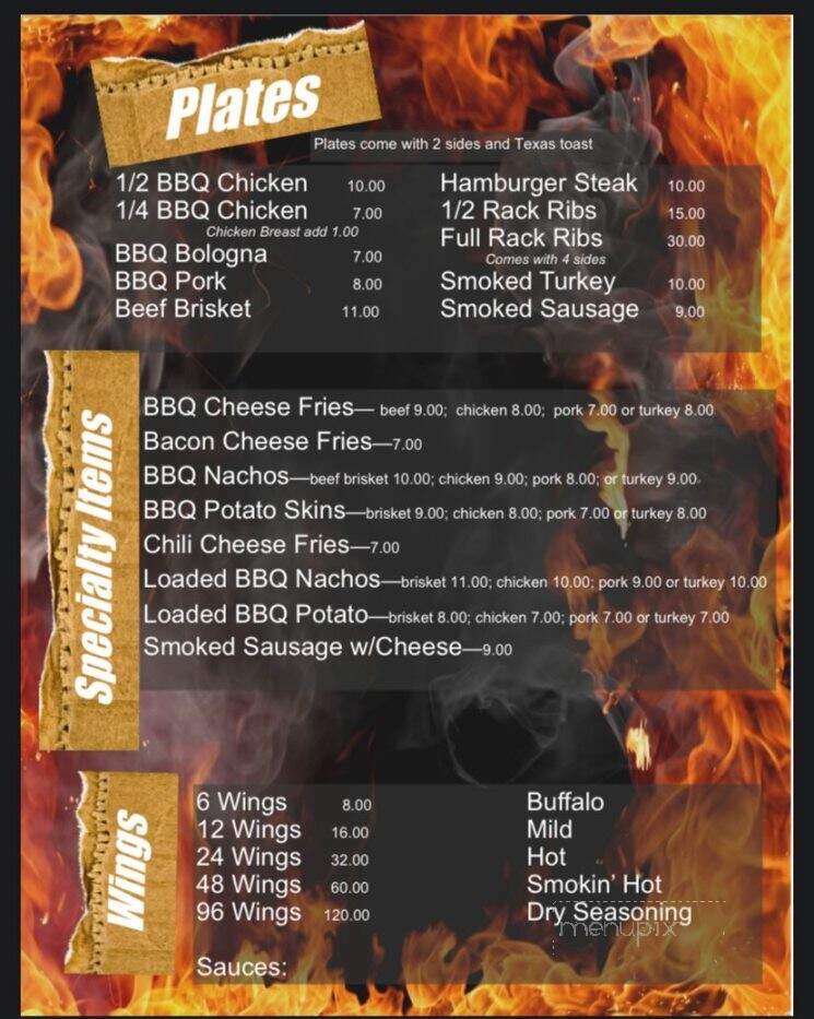 Smokin Hot BBQ Drive In - Milan, TN menu_pic