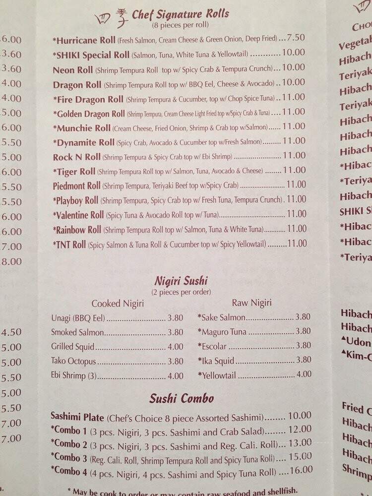 Shiki 9 - Clemmons, NC menu_pic