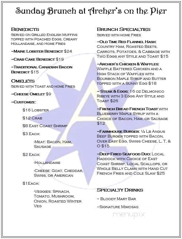 Archers on the Peir - Rockland, ME menu_pic