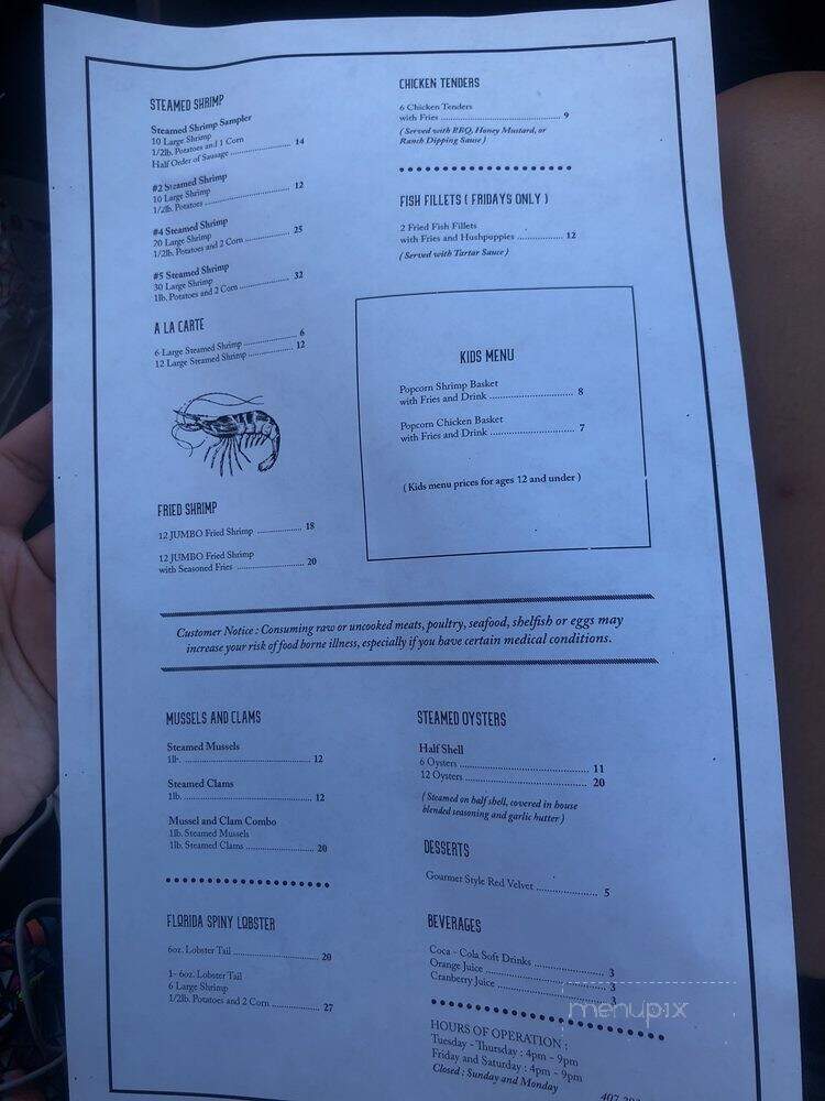 Karen's Tasty Crabs - Orlando, FL menu_pic