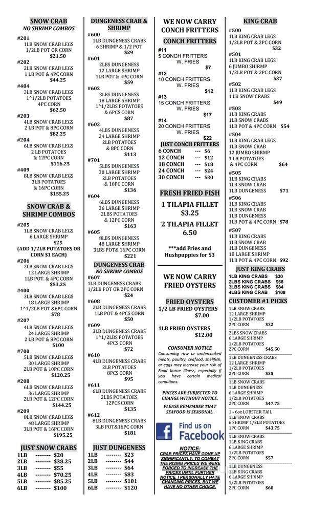 Karen's Tasty Crabs - Orlando, FL menu_pic