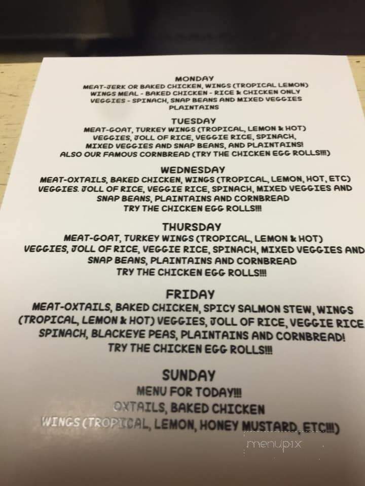 Tropical Taste - Albany, GA menu_pic