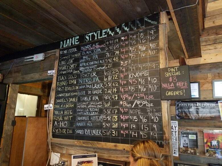 Appalachian Mountain Brewery - Boone, NC menu_pic