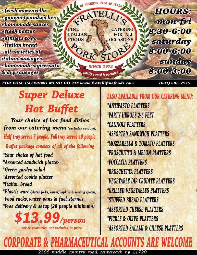 Fratelli's Pork Store - Centereach, NY menu_pic