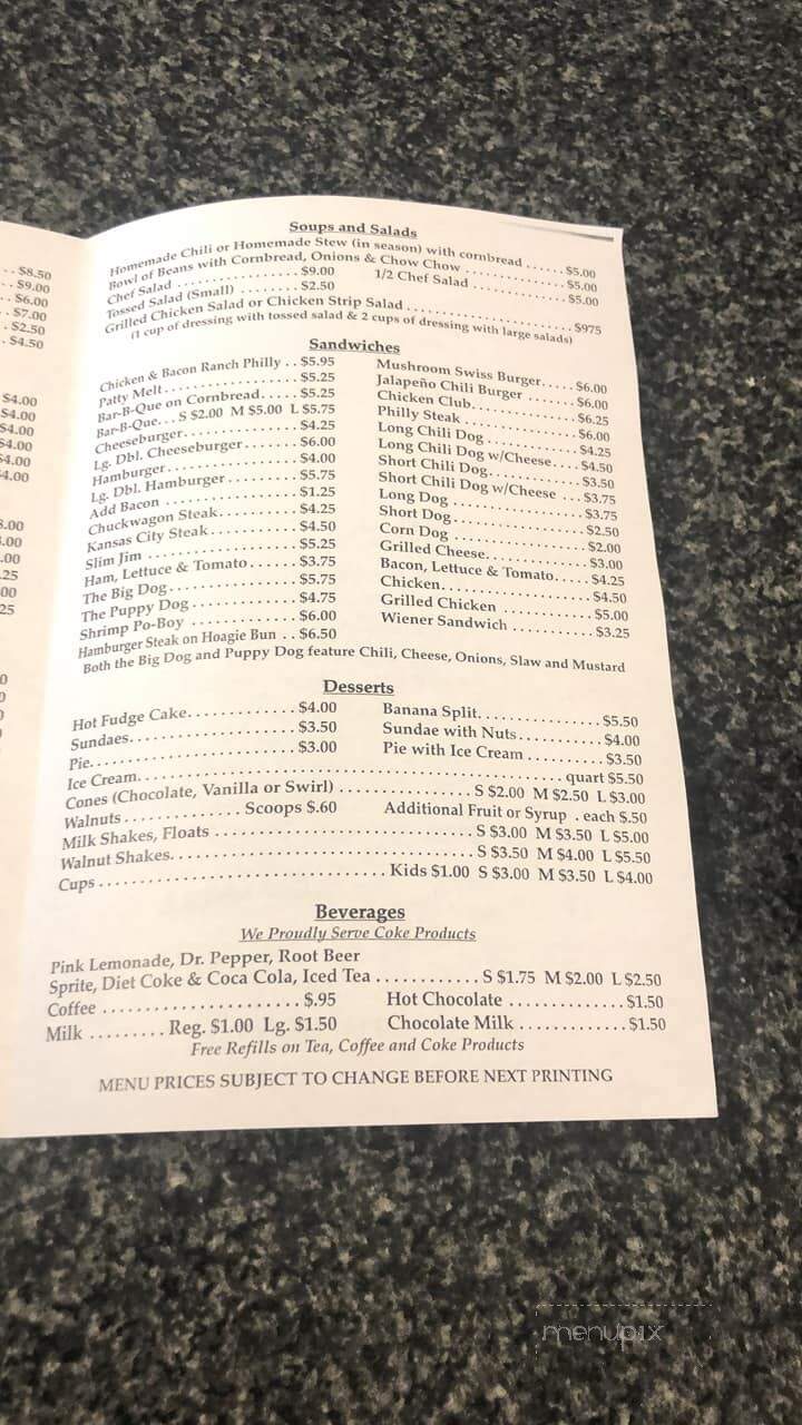 Snow White Drive in - Lebanon, TN menu_pic