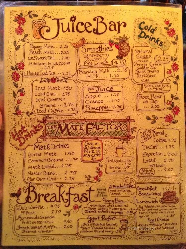 Menu of Yellow Deli in Oneonta, NY 13820