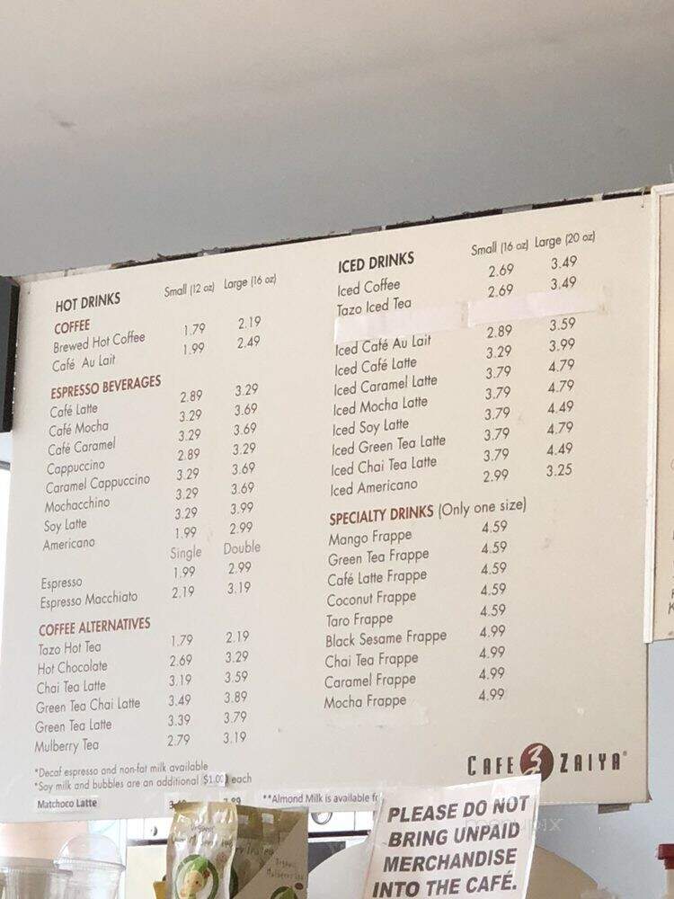 Cafe Zaiya @ Kinokuniya - New York, NY menu_pic