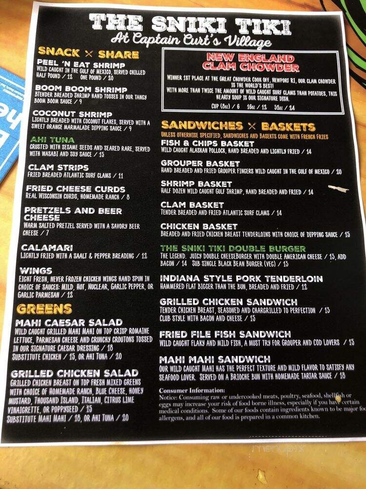Sneaky Tiki - Sarasota, FL menu_pic