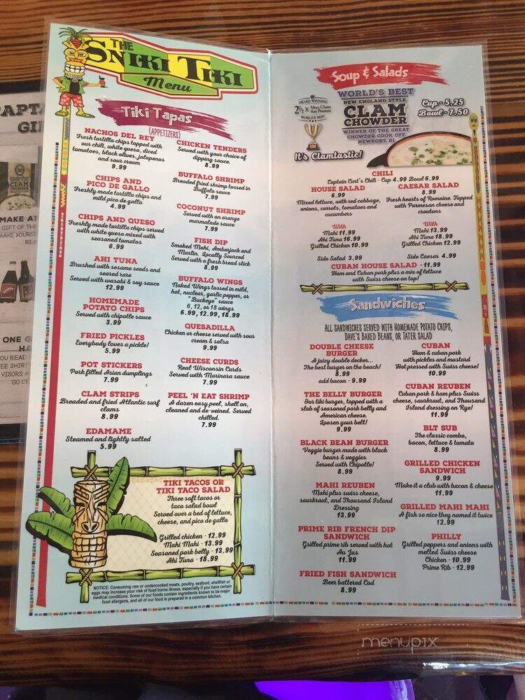 Sneaky Tiki - Sarasota, FL menu_pic