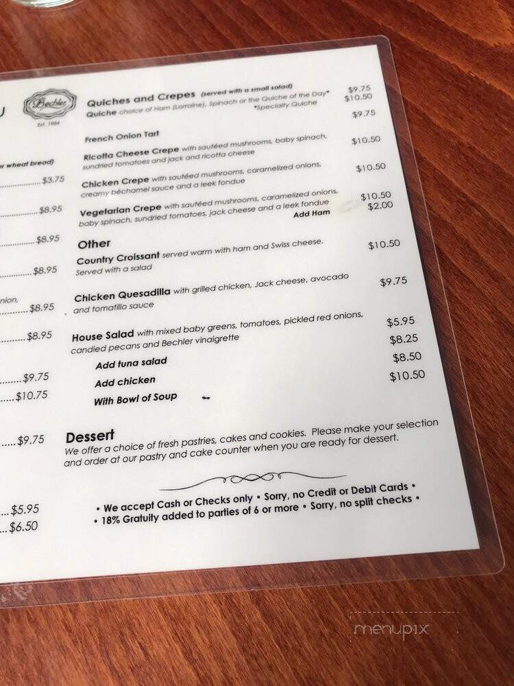 Patisserie Bechler - Pacific Grove, CA menu_pic