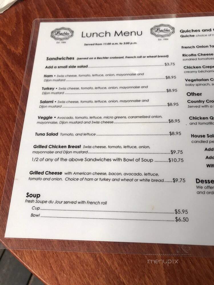 Patisserie Bechler - Pacific Grove, CA menu_pic
