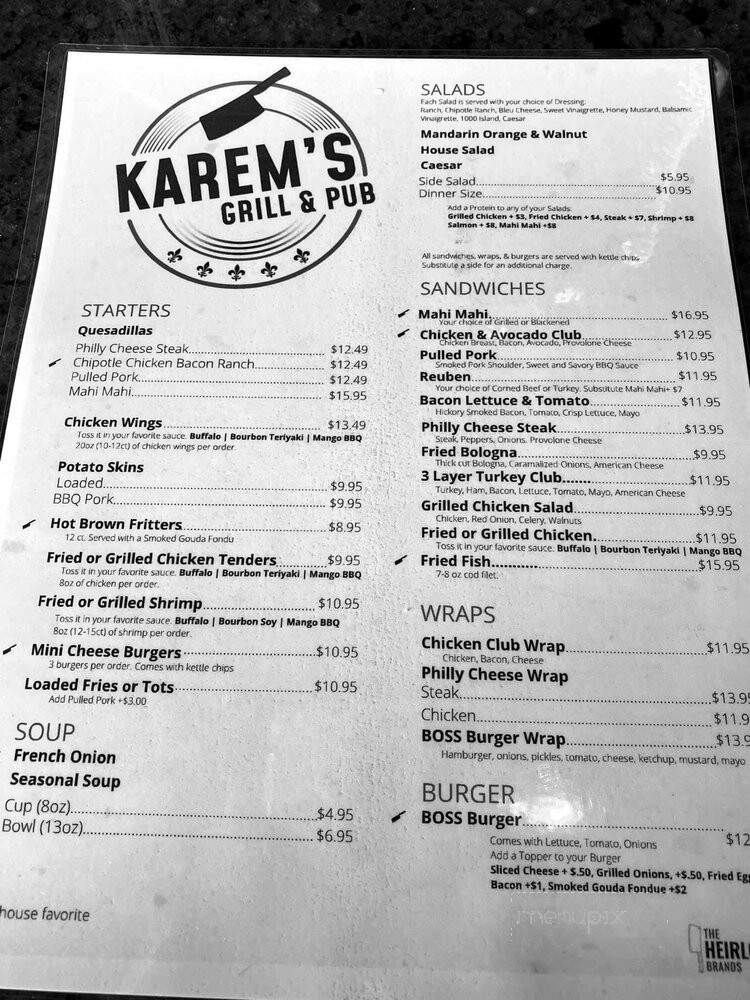 Karem's Grill & Pub - Prospect, KY menu_pic
