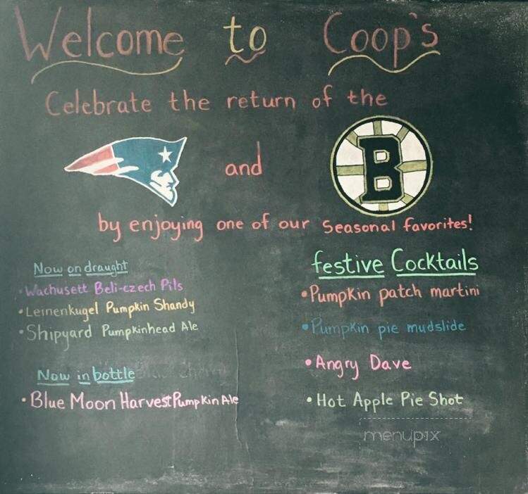 Coop's Bar and Grill - Quincy, MA menu_pic