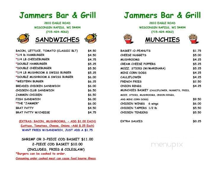 Jammers - Wisconsin Rapids, WI menu_pic