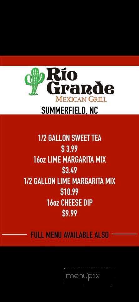 Rio Grande - Summerfield, NC menu_pic
