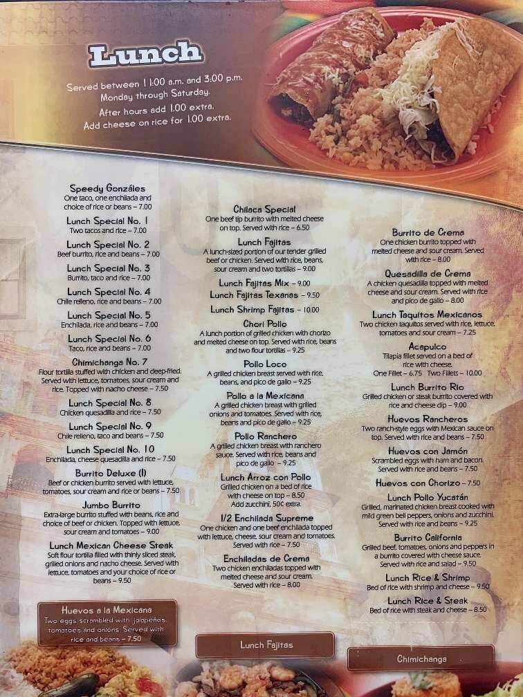Rio Grande - Summerfield, NC menu_pic