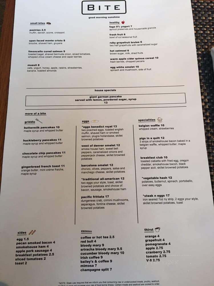 Bite Restaurant at the Hotel Murano - Tacoma, WA menu_pic