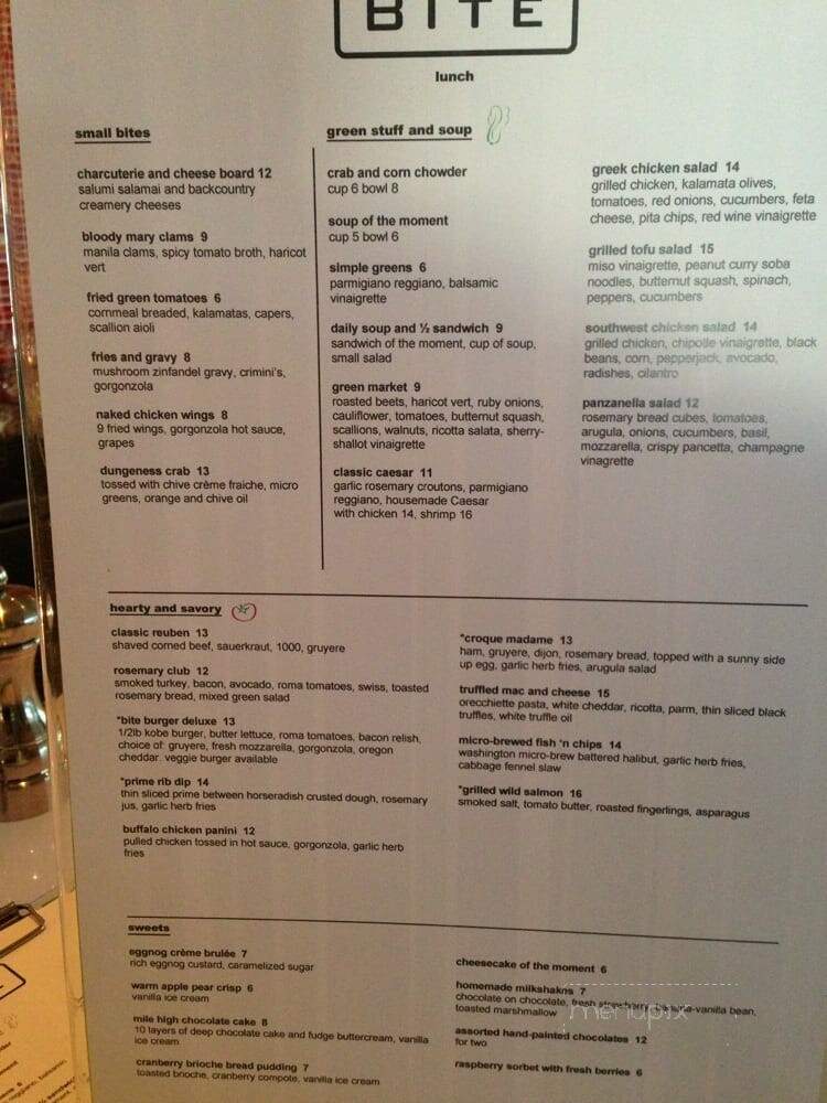 Bite Restaurant at the Hotel Murano - Tacoma, WA menu_pic