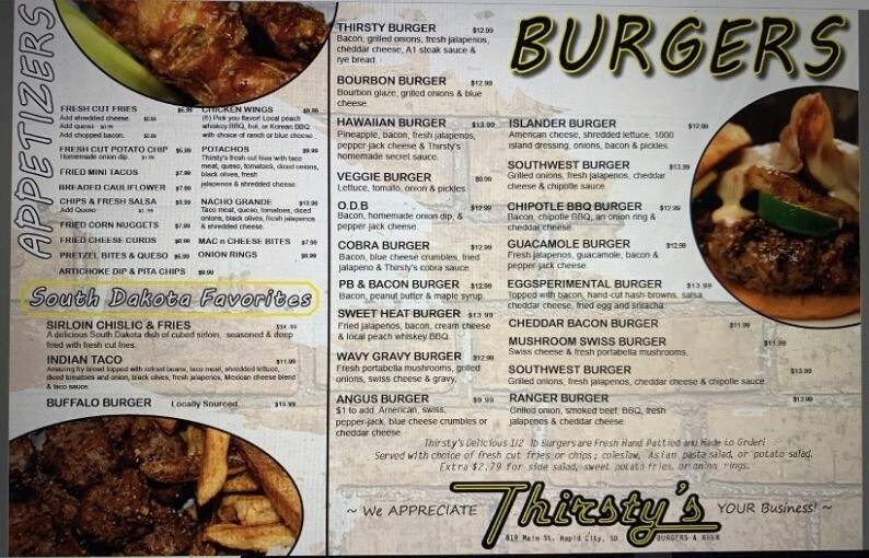 Thirsty's - Rapid City, SD menu_pic