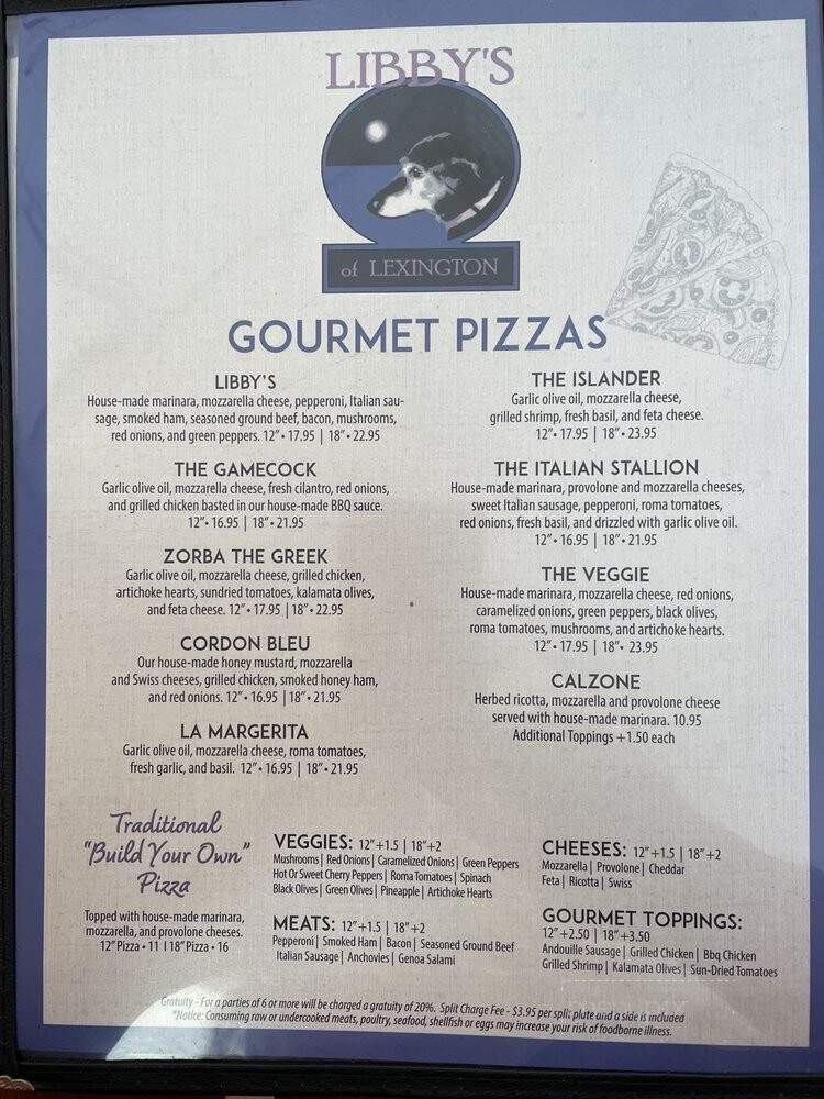 Libby's - Lexington, SC menu_pic