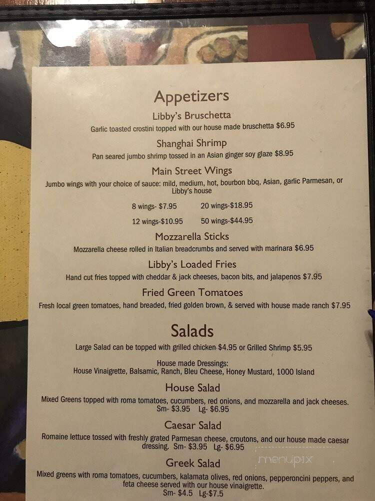 Libby's - Lexington, SC menu_pic