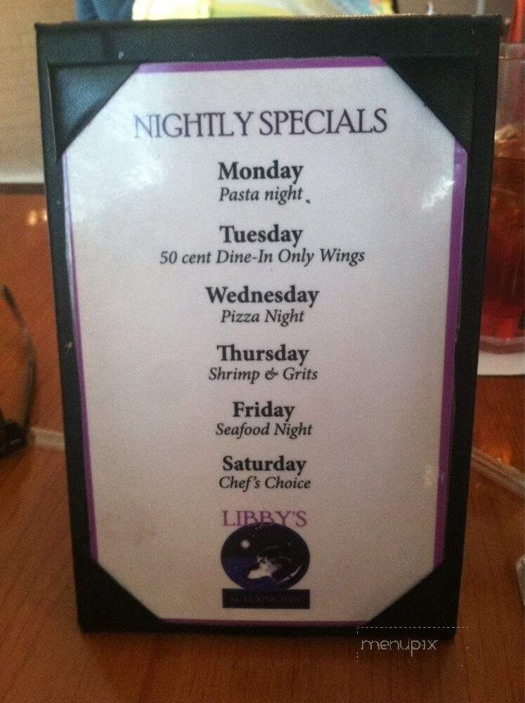 Libby's - Lexington, SC menu_pic