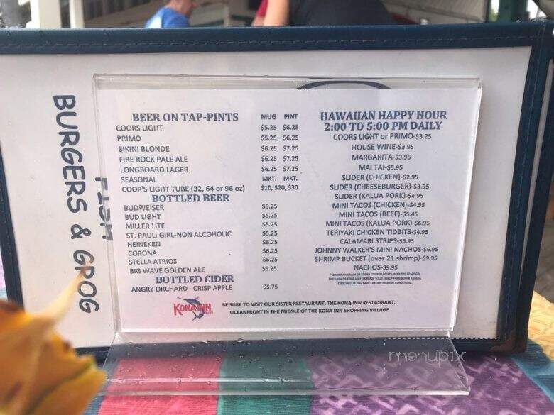 Kona Canoe Club - Kailua Kona, HI menu_pic