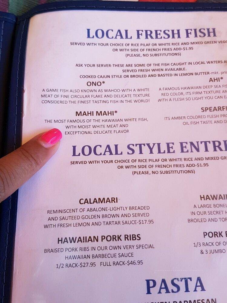 Kona Canoe Club - Kailua Kona, HI menu_pic